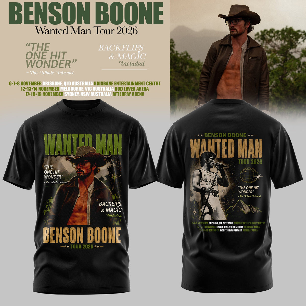 BENSON BOONE – WANTED MAN TOUR 2026 TEE