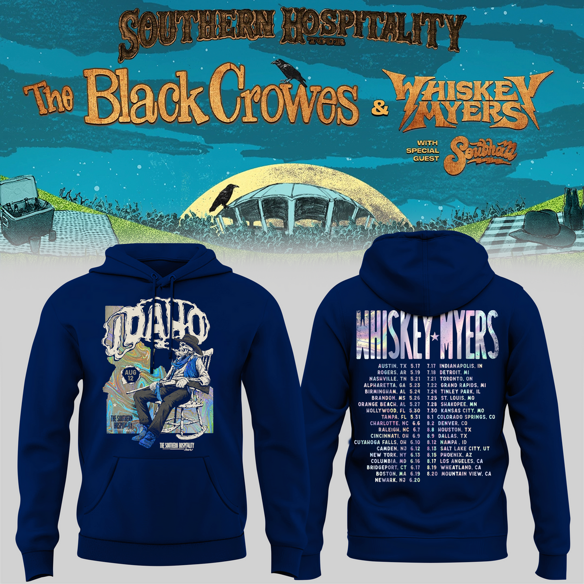 Limited Edition Whiskey Myers Southern Hospitality Tour In Nampa, Idaho Hoodie