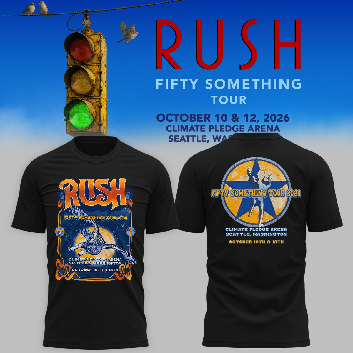 🔥 Rush “Fifty Something Tour 2026” T shirt