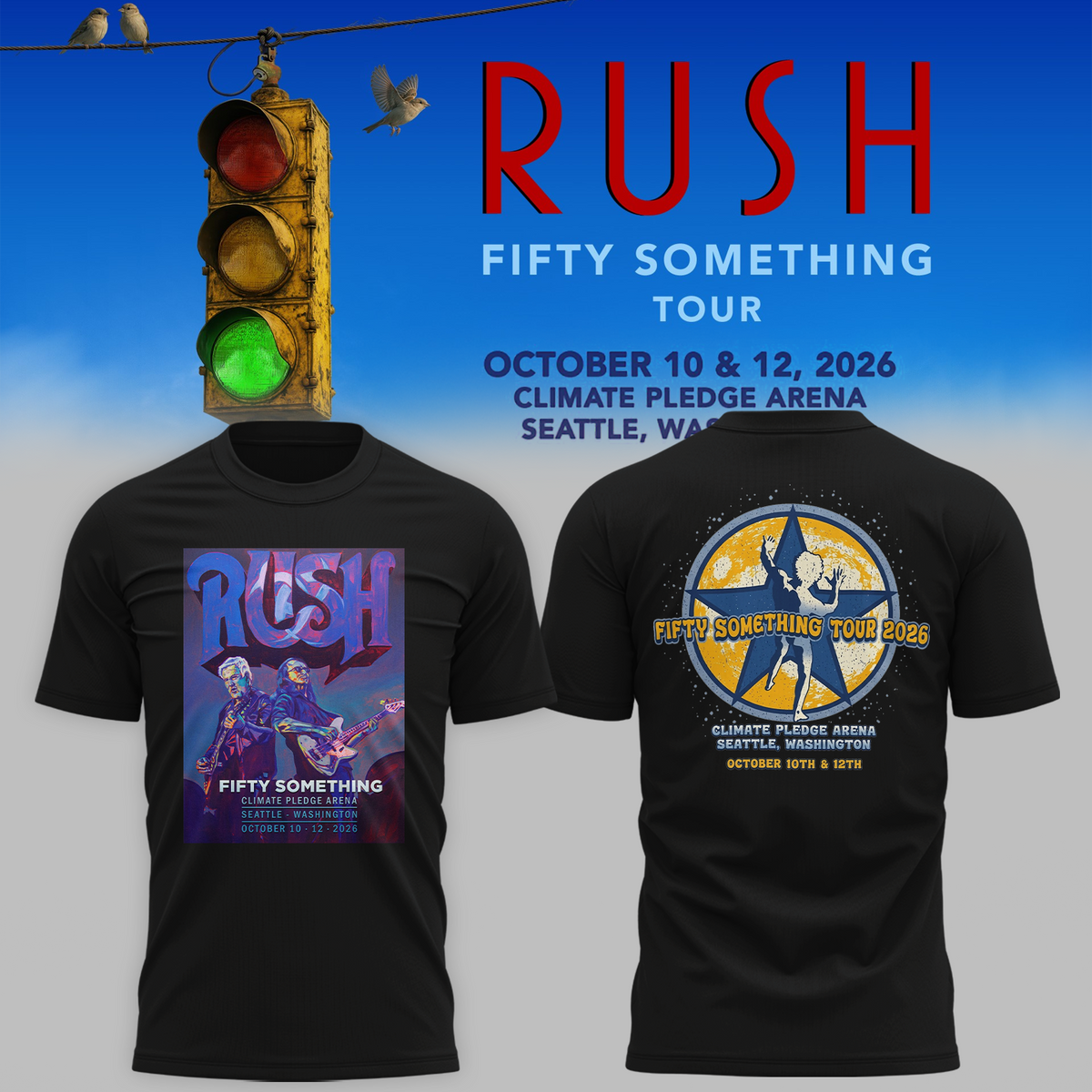 🔥 Rush “Fifty Something Tour 2026” T shirt