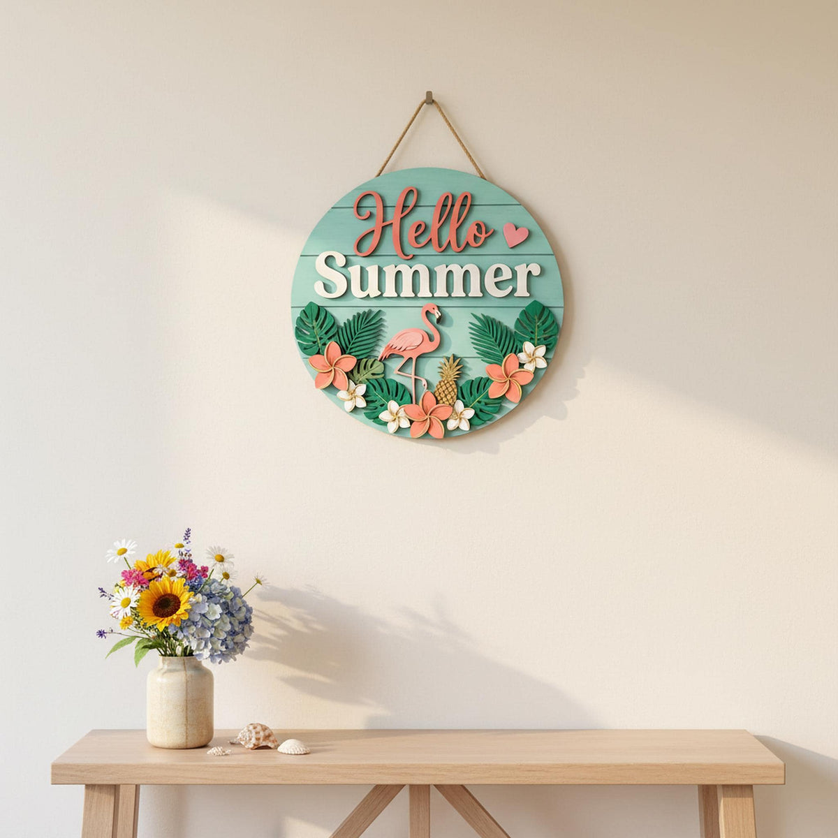 Personalized Summer Family Name Sign 3D, Custom Beach House Wood Door Hanger, Tropical Hawaiian Patio Decor, Pool Party Housewarming Gift