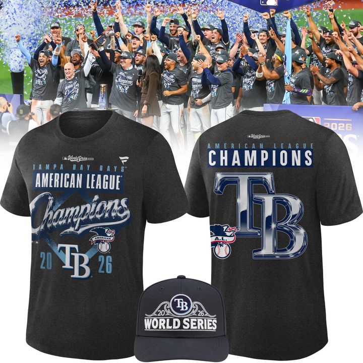 . Tampa Bay Rays Fanatics 2026 American League Champions Locker Room T-Shirt - Heather Charcoal