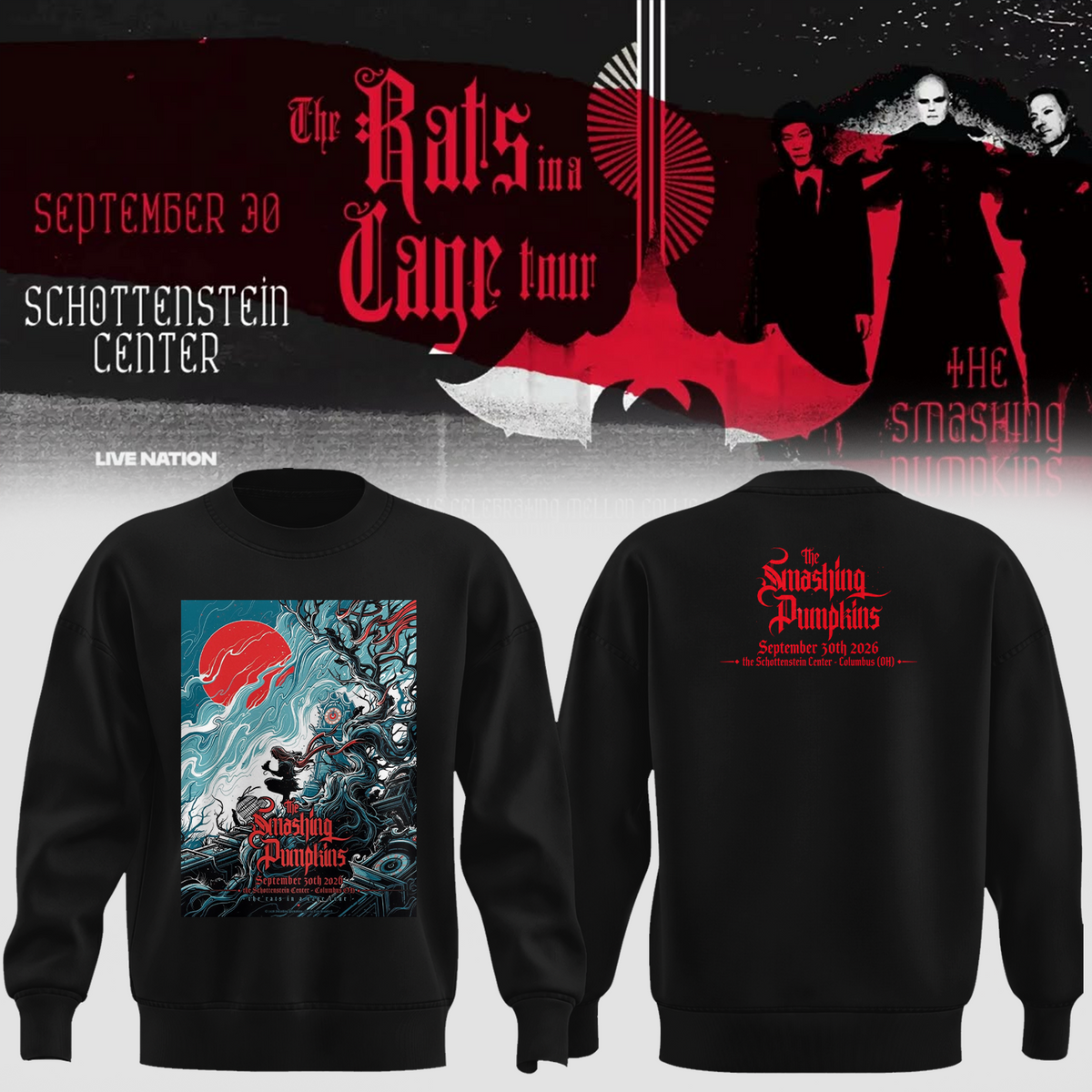 The Smashing Pumpkins Columbus OH 2026 Gig Poster Live At The Schottenstein Center On September 30 2026 Sweatshirt
