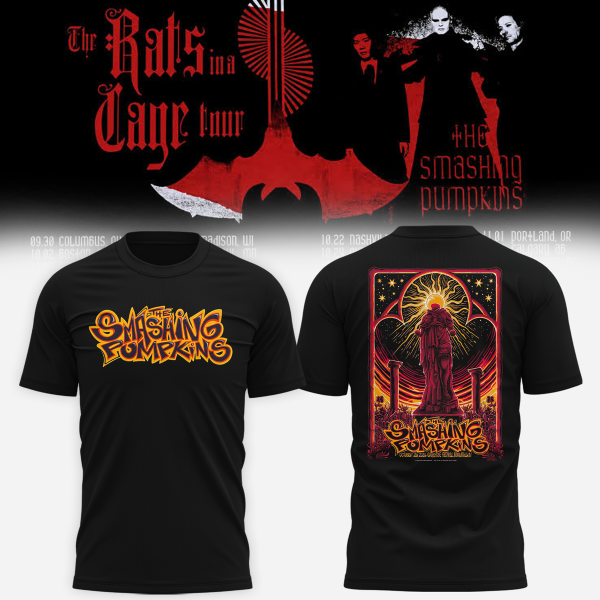 The Smashing Pumpkins The Rats In A Cage Tour Indianapolis IN 2026 Event Poster At Gainbridge Fieldhouse On October 20 2026 T-Shirt