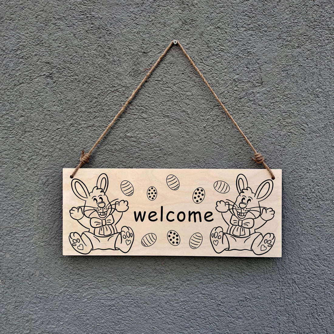 🐰 Welcome Easter Home: Handcrafted Wooden Bunny Signs 🥚