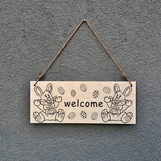 🐰 Welcome Easter Home: Handcrafted Wooden Bunny Signs 🥚
