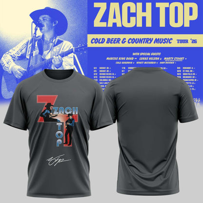 Zach Top “Cold Beer & Country Music Tour 2026” Signature Limited Edition – Tshirt