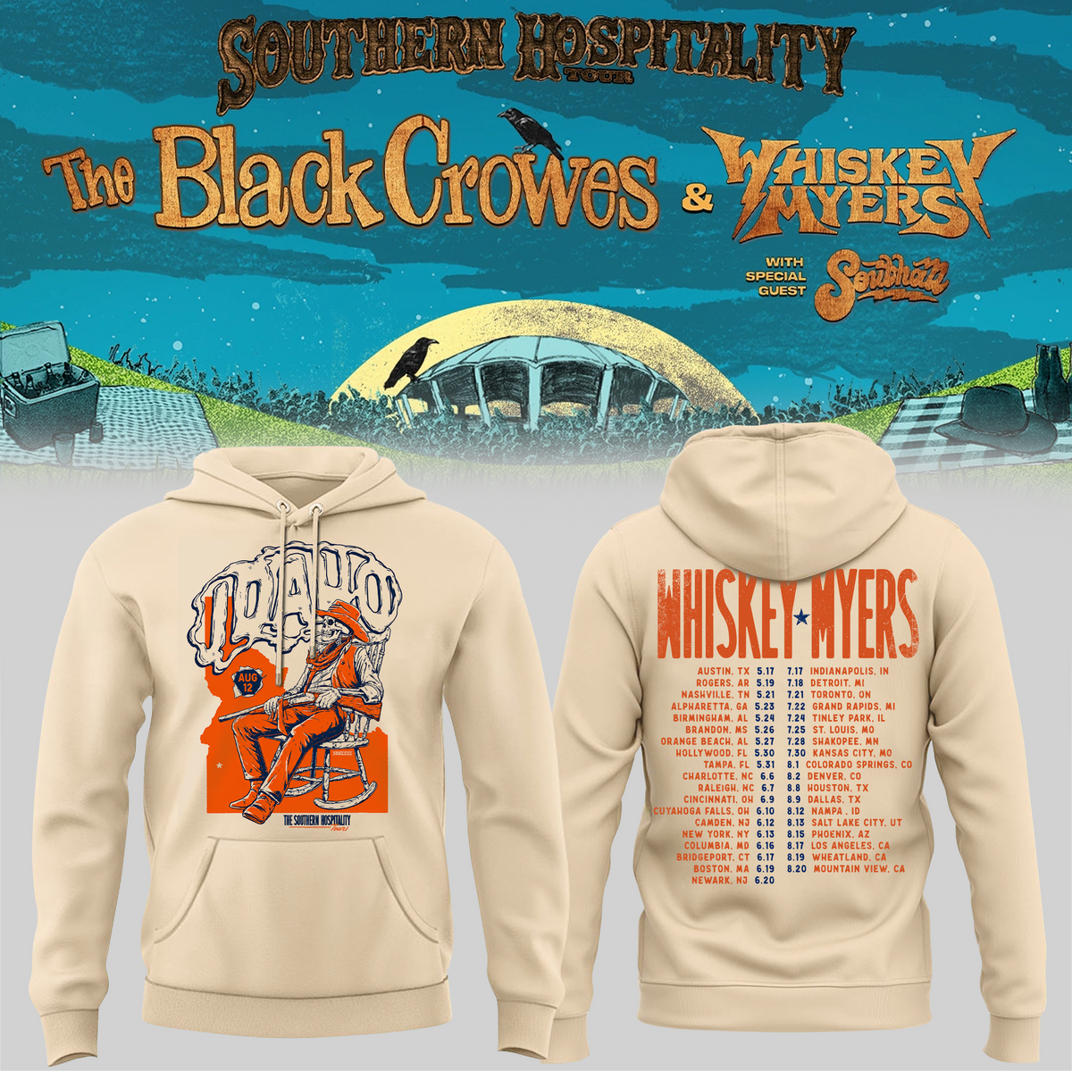 Limited Edition Whiskey Myers Southern Hospitality Tour In Nampa, Idaho Hoodie