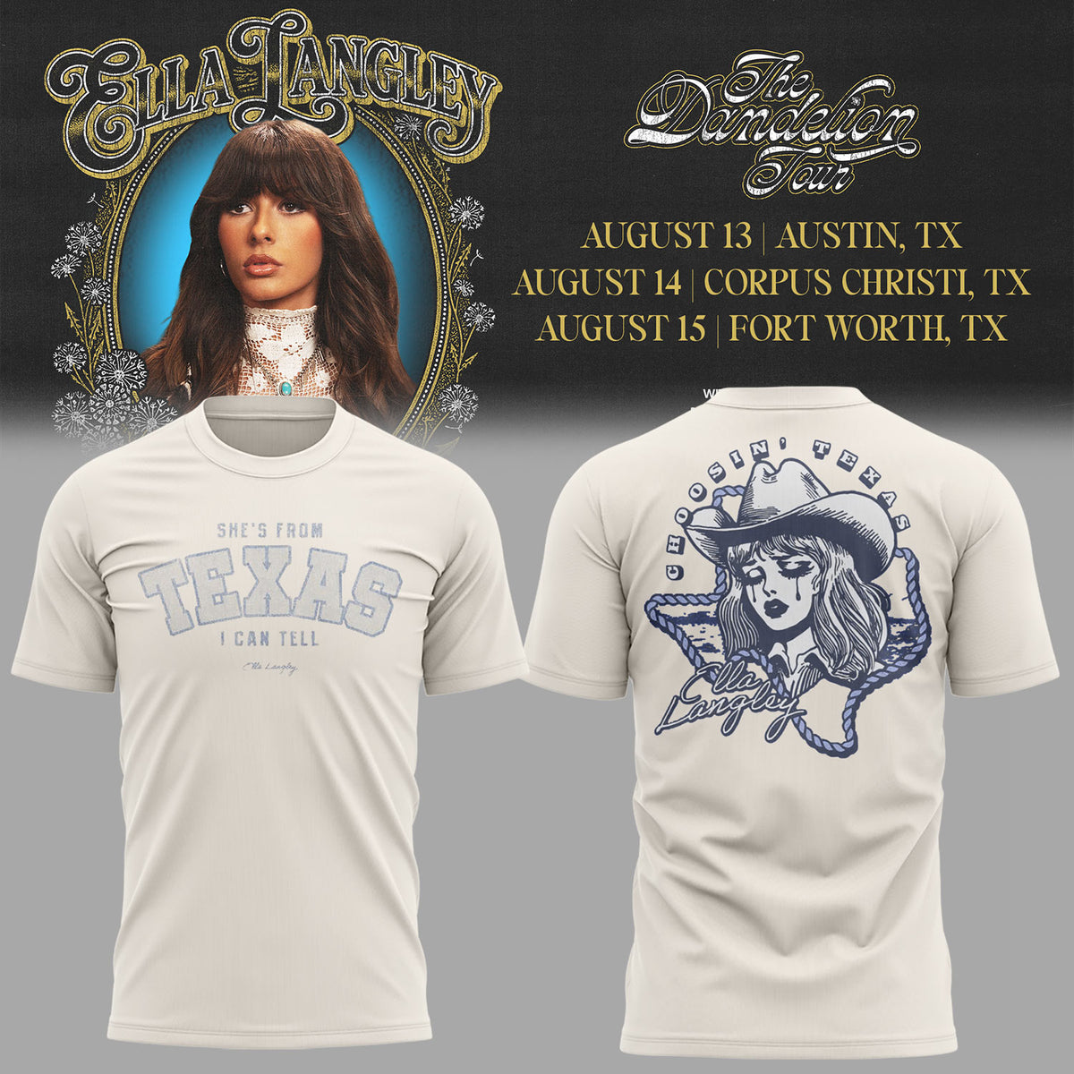 E.Langley “The Dandelion Tour” in Texas Shirt