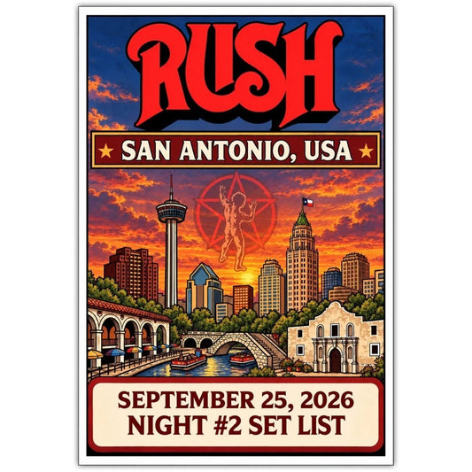 Rush San Antonio, USA Night 2 Set List September 25, 2026 Poster