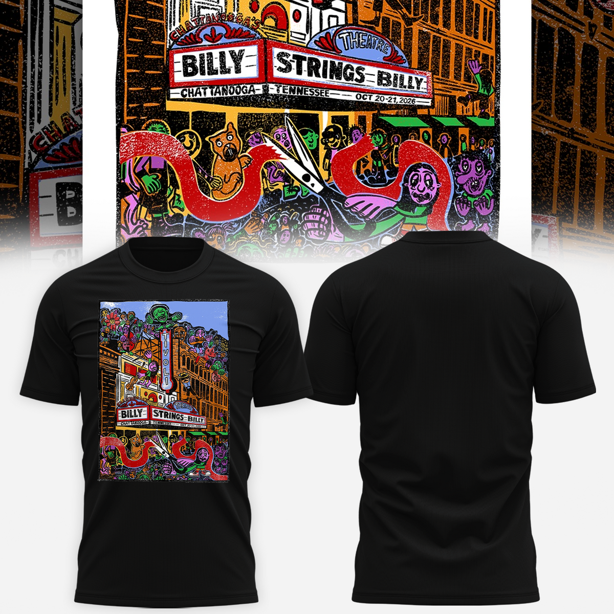 Billy Strings Chattanooga TN 2026 Event Poster At Tivoli Theatre On October 20 21 2026 T-shirt