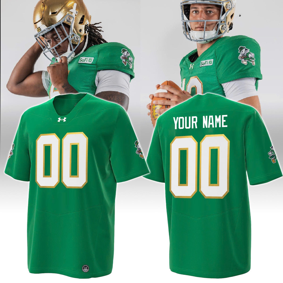 Notre Dame Kelly Green Personalized Jersey 2026