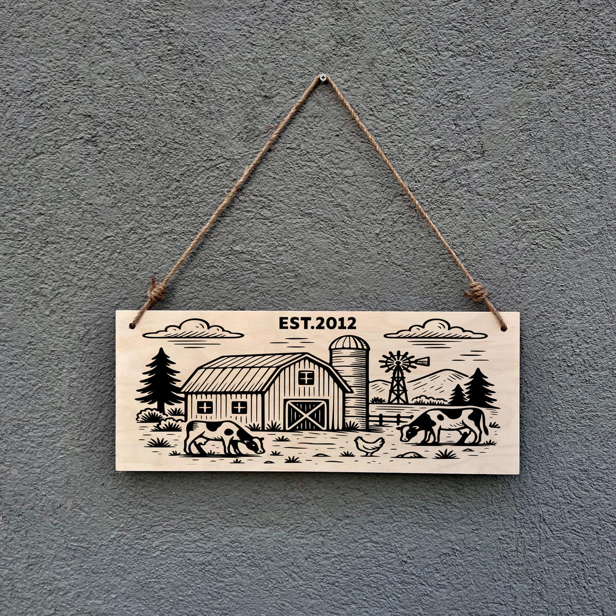 Personalized Farm Sign: Rustic Barn Decor with EST. Year
