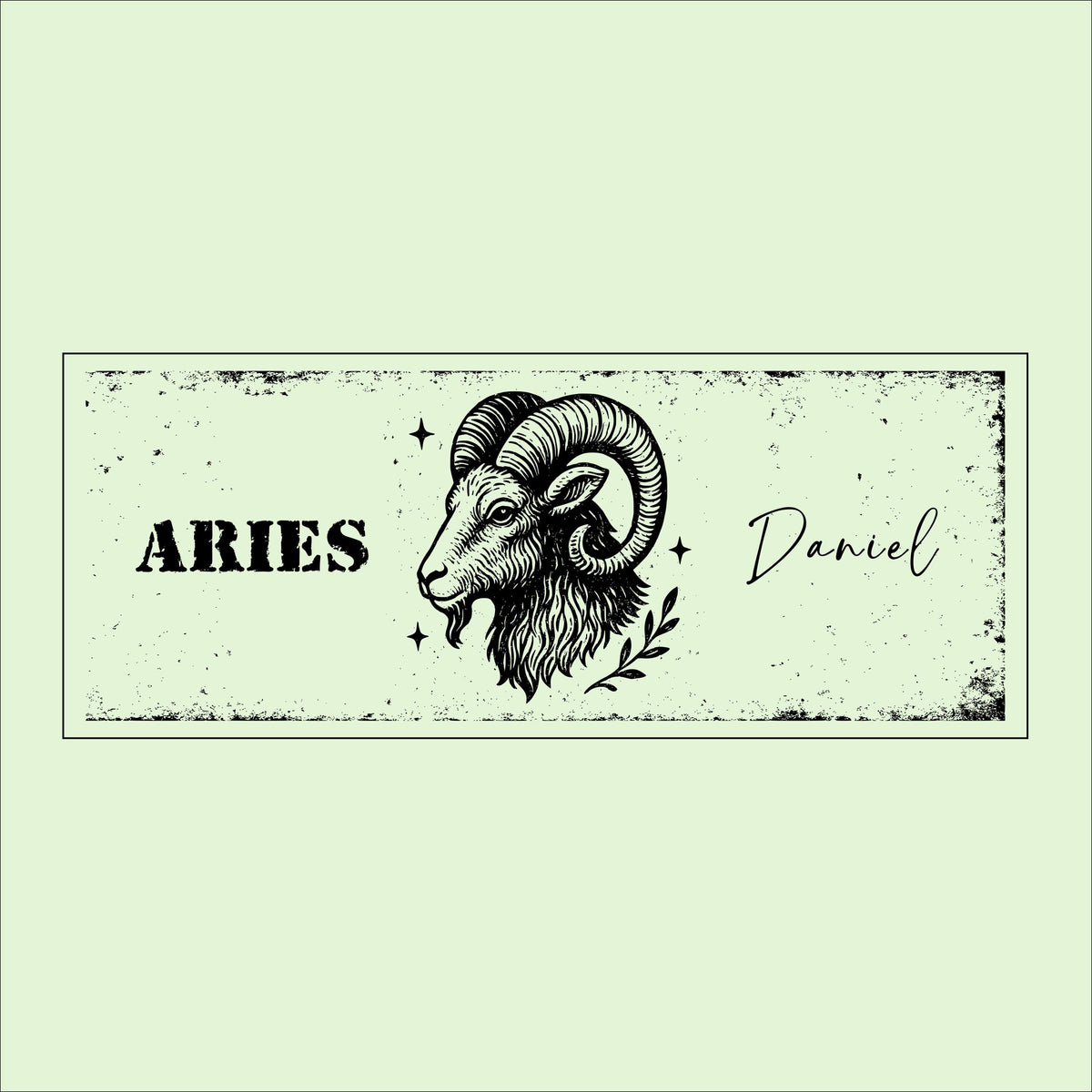 Personalized Aries Zodiac Sign: Rustic Birch Wood Name Plaque