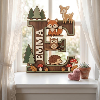 Personalized Nursery Monogram Name Sign, Custom 3D Wood Initial Letter Decor, Baby Room Door Hanger, Kids Birthday Gift, Wooden Wall Art