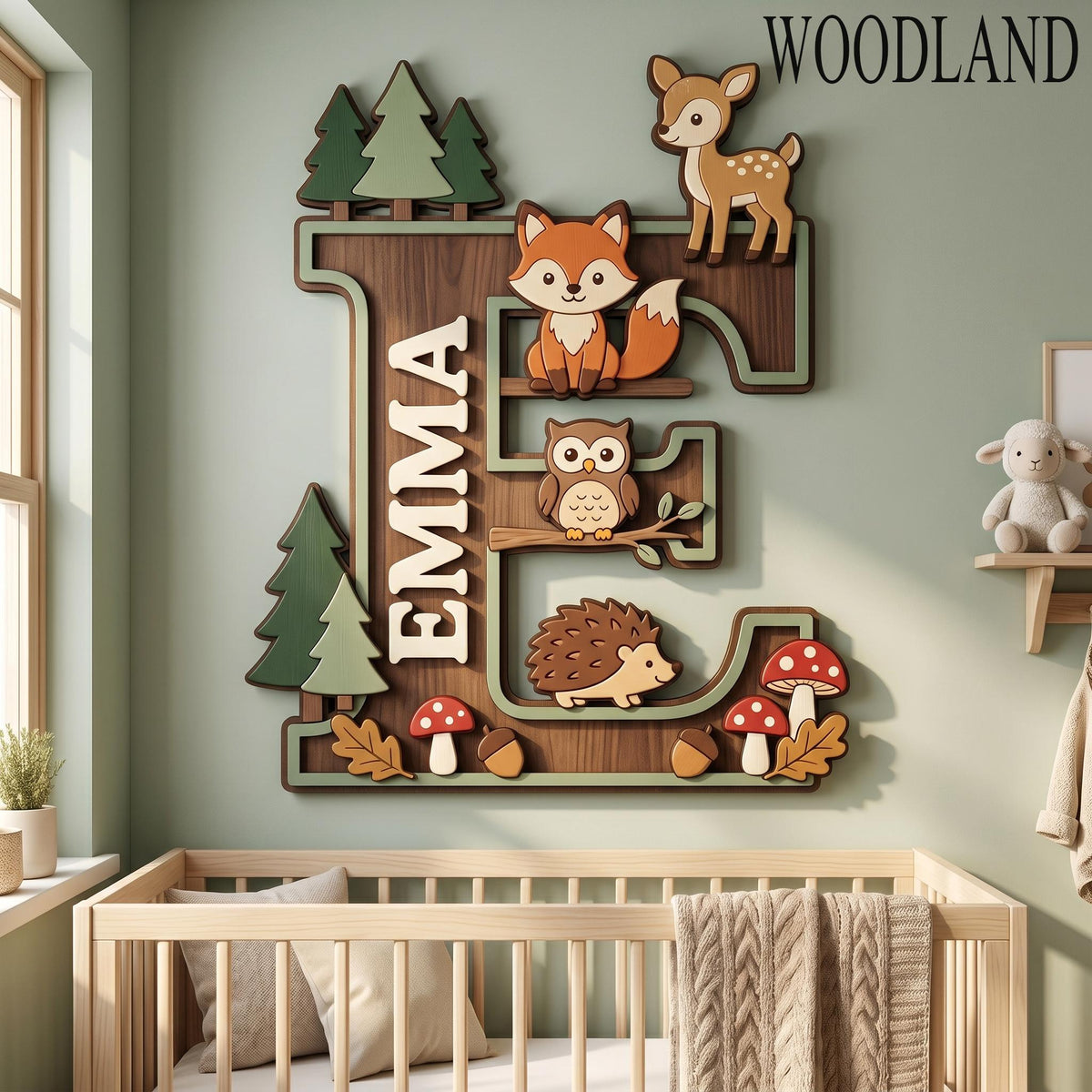 Personalized Dinosaur Nursery Monogram Sign, 3D Wood Initial Letter Decor, Custom Baby Door Hanger, Prehistoric Kids Wall Art, Wooden Gift