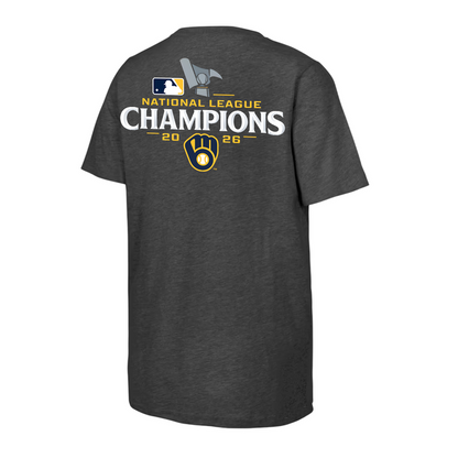 Milwaukee Brewers Fanatics 2026 National League Champions T-Shirt - Heather Charcoal