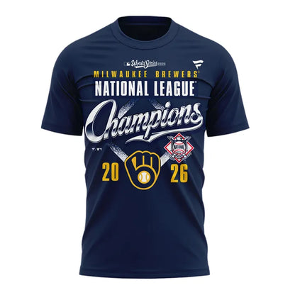 VIP.Milwaukee Brewers Fanatics 2026 National League Champions T-Shirt