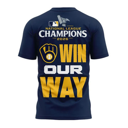 Limited Edition 2026 Milwaukee Brewers National League Champions Locker Room T-Shirt Navy