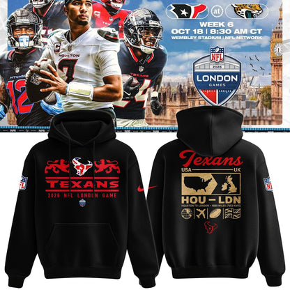 Black Houston Texans 2026 London Game Limited Hoodie