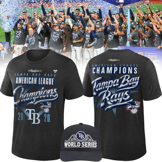 Tampa Bay Rays Fanatics 2026 American League Champions Locker Room T-Shirt - Heather Charcoal