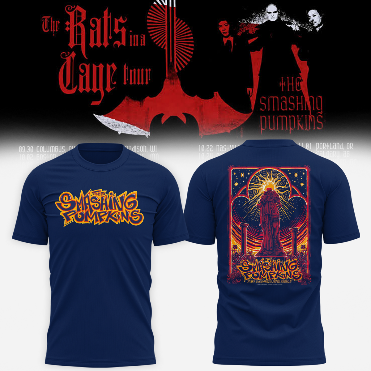 The Smashing Pumpkins The Rats In A Cage Tour Indianapolis IN 2026 Event Poster At Gainbridge Fieldhouse On October 20 2026 T-Shirt