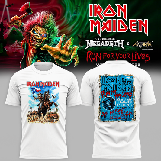 Iron Maiden San Antonio TX Event Tee 2026 Live At Alamodome On September 29 2026 Run For Your Lives Tour T-Shirt